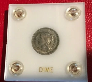 VF 1866 THREE CENTS NICKEL COIN-OBV DOUBLING US OF AMERICA AND REVERSE DIE CRACK - Picture 1 of 4