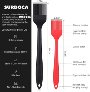 Silicone Pastry Basting Brush - 2Pcs 10 + 8 in Heat Resistant Brush for Bakin... - Picture 1 of 1