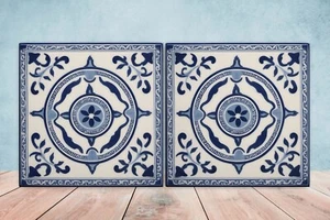 Azulejos de pared de cerámica griega - Juego de 2 azulejos de arte de cerámica para salpicadero de cocina para baño - Imagen 1 de 3