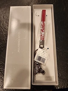 Liz Claiborne Oso Plateado Llavero Correa Cuero Rojo - Imagen 1 de 8