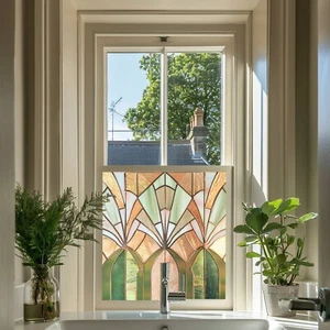 Art Deco Stained Glass Window Film, Privacy Window Film, Privacy Window Film - Picture 1 of 5
