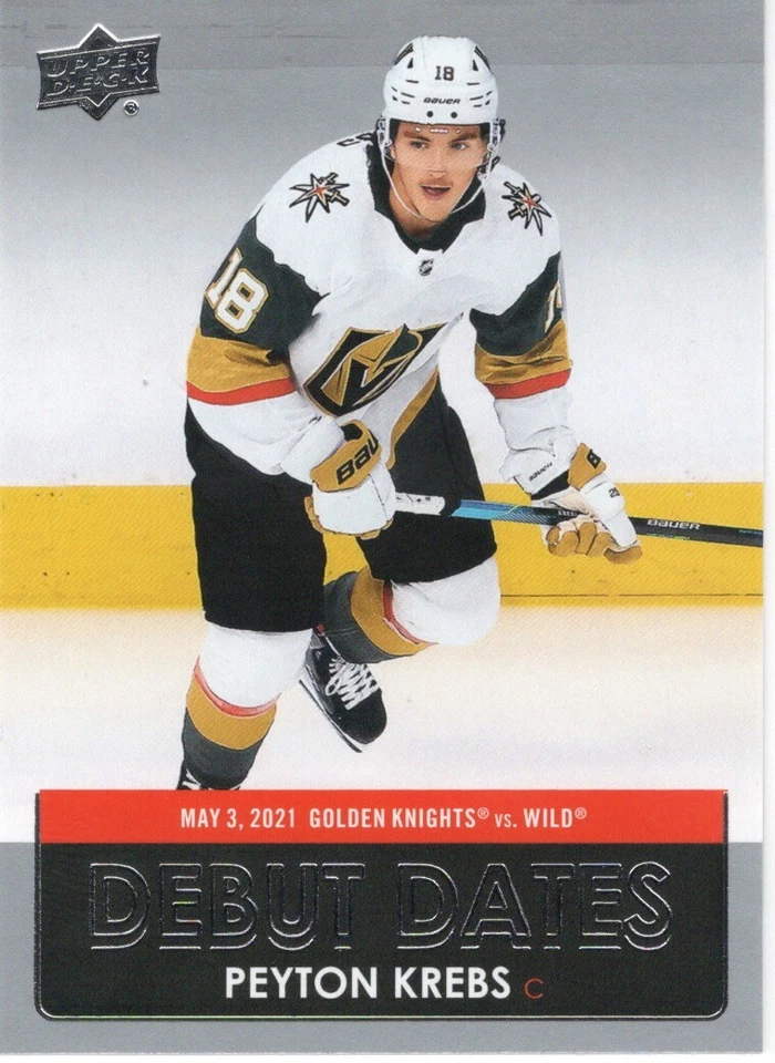 21-22 2021-22 Upper Deck 1 Peyton Krebs Debut Dates INSERT #DD-14 Sabres-Knights - Image 1 of 1