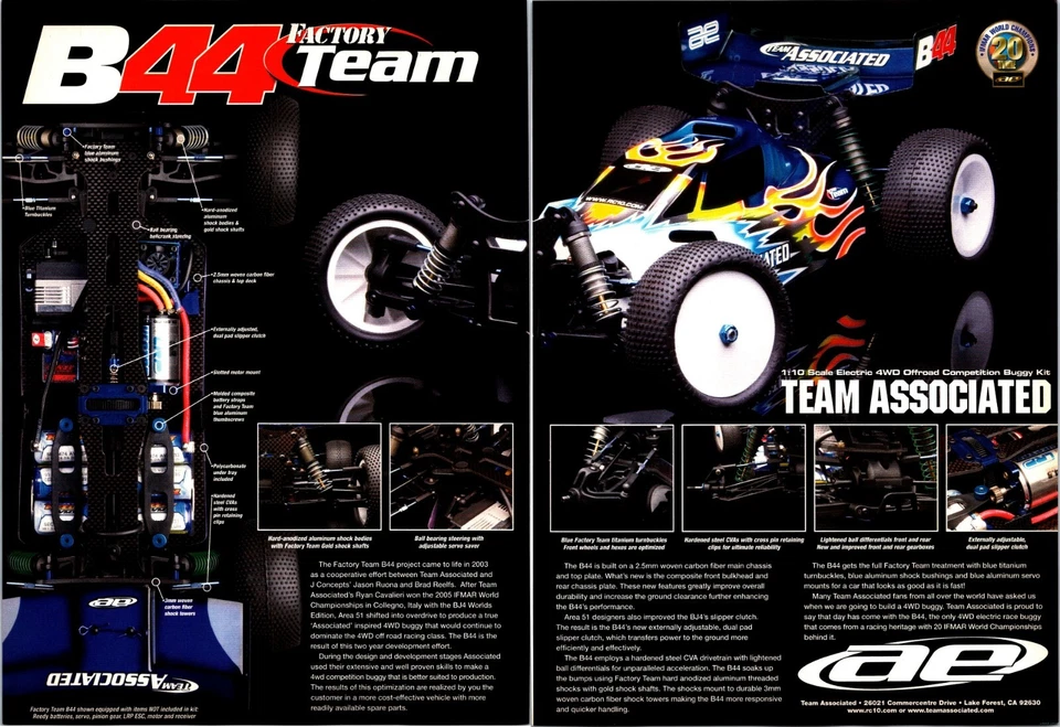 Team AE B44 Electric 4WD RC Buggy Print Ad Wall Art Decor - Image 1 of 1