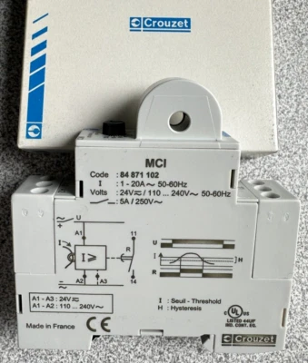 NEW Crouzet 84871102 Control Relay Current Monitoring 20A 24-240 VAC 84-871-102 - Image 1 of 4