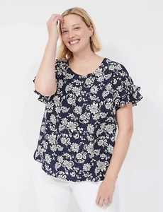 Lane Bryant Flatterärmel Rundhalsausschnitt Top Neu mit Etikett 28 W lang - Bild 1 von 12
