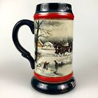 Budweiser Clydesdales Holiday Stein 1990 American Tradition Horses Beer Winter for sale