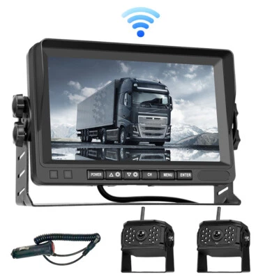 7" IPS Monitor Wireless Rear View Backup Camera X2 for Truck Trailer Bus Reverse - Image 1 of 4