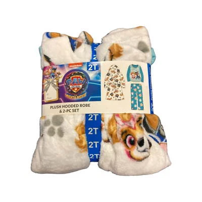 Nickelodeon Paw Patrol 3 Piece Kid's White Plush Hooded Robe and Pajama Set - Image 1 of 2
