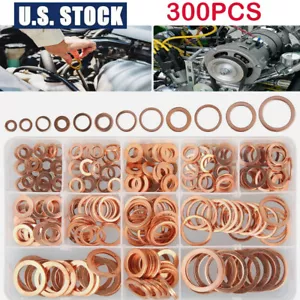 300x Car Drain Bolt Crush Washers Copper Oil Plug Gasket Seal Ring Assorted Kit - Picture 1 of 11