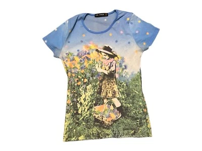 Camisa de malla Copine azul para mujer pequeña Cottagecore Fairy rara floral vintage Foto 1 de 4