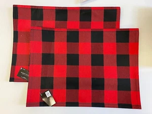 set of 2 red and black buffalo plaid placemats 13" x 18" Kitchen decor farmhouse - Picture 1 of 1