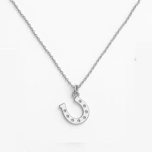 925 Silver Lucky Charm Horseshoe Pendant on Chain Women's Necklace Horse Pendant - Picture 1 of 1