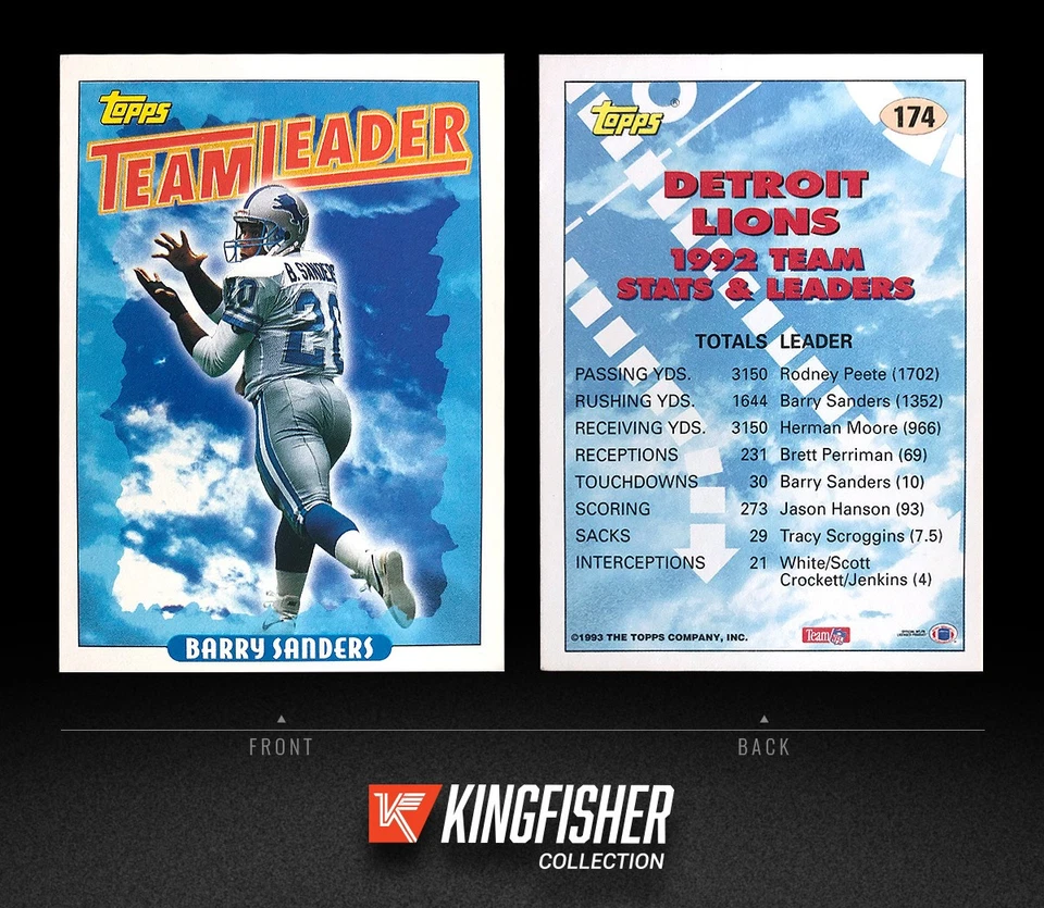 Barry Sanders 1993 Topps Team Leader #174 Detroit Lions - Image 1 of 1