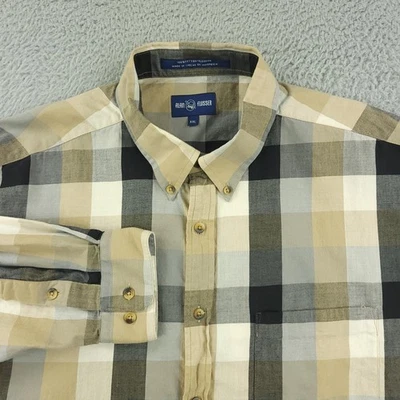 Camisa Alan River Para Hombre 2XL Beige Gris Negro Cuadros Abotonados Manga Larga Cuadros Foto 1 de 4
