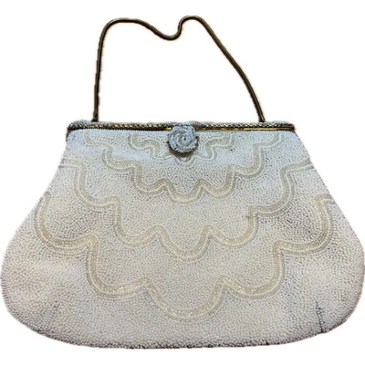 Antique Walborg Micro-Beaded Handmade In France Purse with Scalloped Design - Image 1 of 4