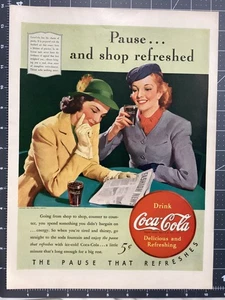 Anuncio impreso vintage Coc-Cola Soda Pop 1940 "Pausa... y compra renovada" - Imagen 1 de 1