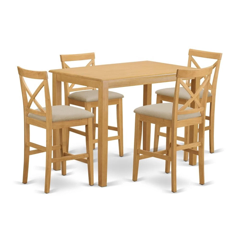 East West Furniture 5 Piece High Top Table and 4 Chairs Set