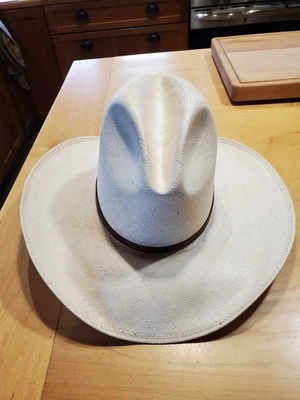 Sombrero de vaquero de paja blanco Stetson Made Tonto Rim Trading talla 7 Foto 1 de 4