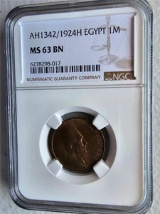 Egypt 1 Millieme AH 1342 / 1924H NGC MS 63 BN - Picture 1 of 2