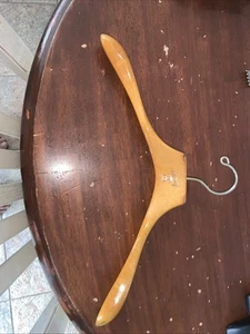 Vintage Setwell Wooden Coat Hanger Solid Wood 18" USA Gold HTF - Picture 1 of 5