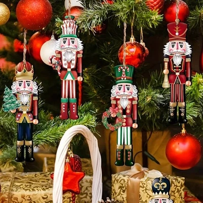 12 Pcs Nutcracker Soldiers Wooden Christmas Tree Decorations Xmas Hanging Decor - Image 1 of 4