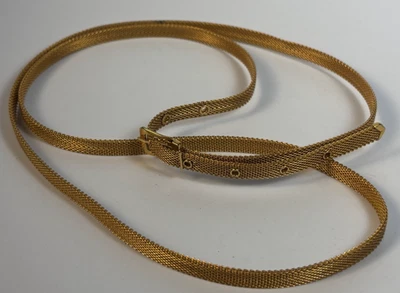 Vintage Belt Mesh Buckle Thin Gold Tone 1970s Disco Accessory - Image 1 of 4