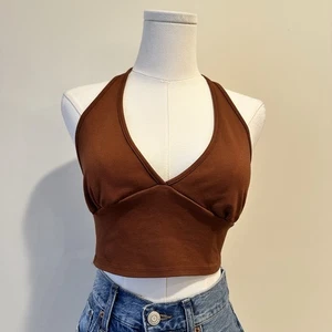 Altar'd State M Brown/Burnt Orange Halter Crop Top Boho Festival - Picture 1 of 4