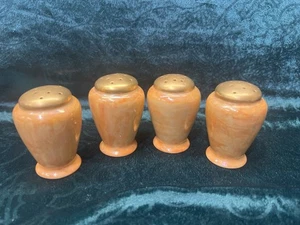 Antique Vintage Orange Iridescent Luster Ware Salt Pepper Set Shaker Nippon Lot - Picture 1 of 5