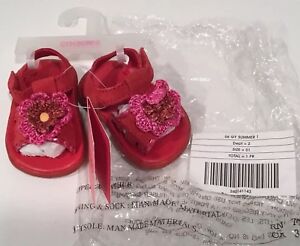 NWT Gymboree Baby Girl Sandals Red Crochet Flowers 01