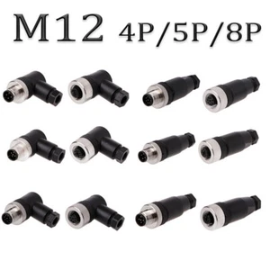 M12 Sensor Stecker wasserdicht 4 Pin 5P 8 Pins M/Fe gerade Winkelstecker - Bild 1 von 16