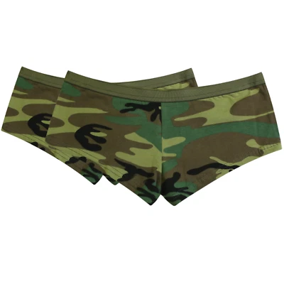 Pantalones cortos botines camuflados Woodland para mujer - Ropa interior ajustada de algodón spandex paquete de 2 Foto 1 de 3