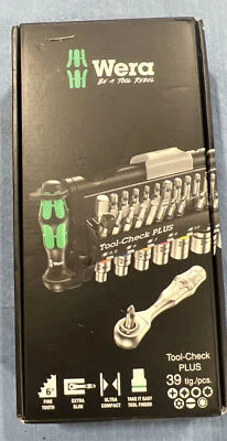 Wera Tool-Check PLUS 39pc Bit Assortment w/ Ratchet Metric 05056490001 NEW - Image 1 of 2