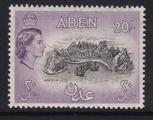 Aden 1953-63 20/- negro y lila profunda SG 72 montado como nuevo - Imagen 1 de 2