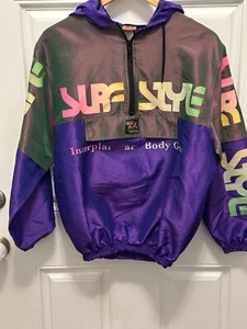 Vtg Surf Style Interplanetary Body Gear Iridescent Purple Windbreaker Jacket S - Picture 1 of 8