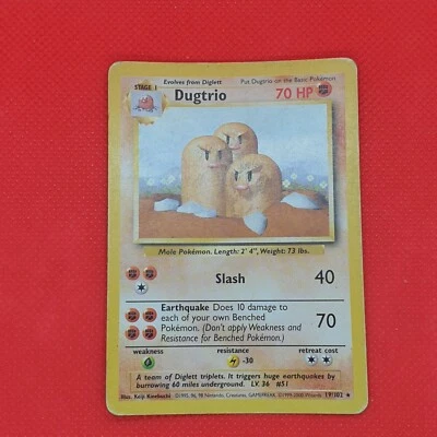 ERROR Dugtrio 19/102 Base Set Rare 4th Print Pokemon Card Color Misprint Error - Image 1 of 4