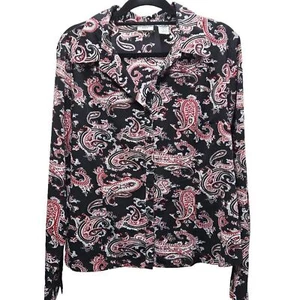EUC COVINGTON COLORFUL PAISLEY SHIMMER LONG SLEEVE BUTTON FRONT SHIRT/BLOUSE XL - Picture 1 of 10