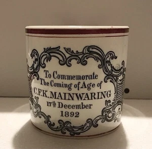 WW1 Transfer Printed Mug Celebrating the Coming of Age of C F K Mainwaring C1892 - Picture 1 of 6