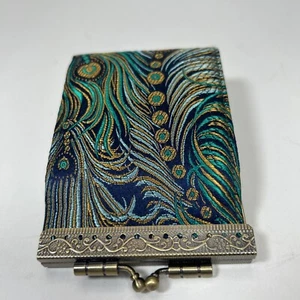 "Cartera organizadora de tarjetas de crédito con brocado de pavo real Cathayana 5""" - Imagen 1 de 5