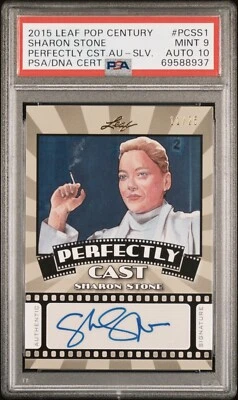 PSA 9 Auto 10 Sharon Stone 2015 LEAF POP CENTURY Instinto Básico 11/25 ASSINADO Quente - Imagem 1 de 2