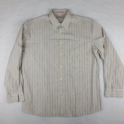 Faconnable джинсы рубашка мужская XL желтовато-коричневый коричневый в полоску хлопок платье на пуговицах - Изображение 1 из 4