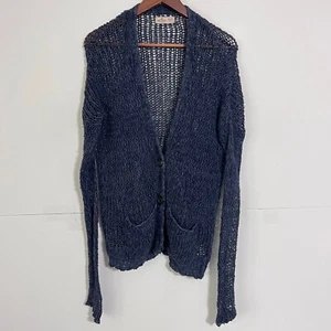 Hollister Womens Open Knit Cardigan Size XS/S Blue Acrylic Button Up Sweater - Picture 1 of 7