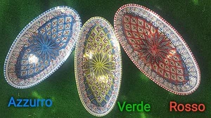 Piatto ovale pirofila lungo centrotavola vassoio etnico dipindo a mano ceramica - Foto 1 di 1