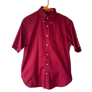 Dockers Stain Defender Button Down Short Sleeve Men’s Medium Red 100% Cotton - Picture 1 of 4