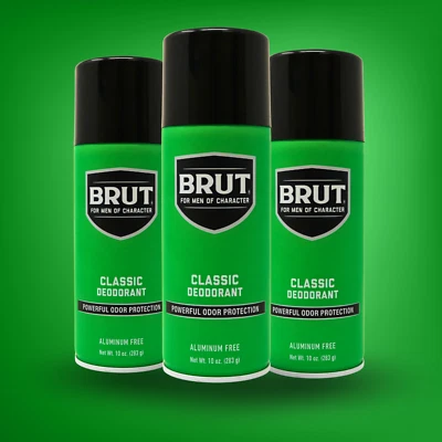 Brut free aluminum Deodorant Spray for Men, 24 HR Odor Protection 10oz Pack of 3 - Image 1 of 4