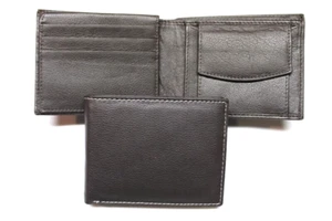Snap Coin Pocket Billfold Soft Brown Leather With ID Window - Picture 1 of 3
