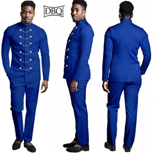 Men's 2 Piece Slim Suit Single Breasted Blazer Jacket Pants Set African Clothes - Picture 1 of 21