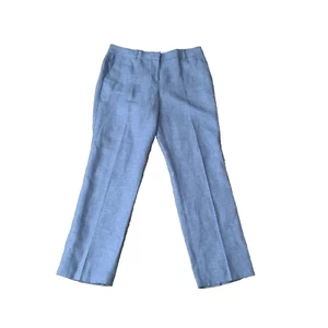 Ann Taylor Blue Cotton Linen Straight Leg Dress Pants Trousers Size 10 NWOT - Picture 1 of 6