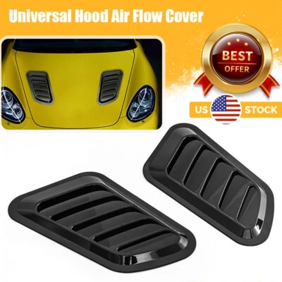 2x Car Hood Bonnet Vent Air Flow Intake Scoop Side Fender Decor Universal Black - Image 1 of 4