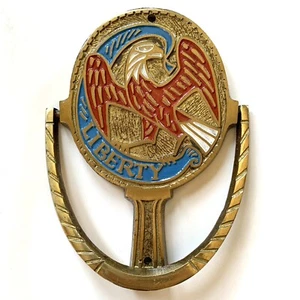 Vintage Brass Door Knocker Terra Sancta Guild Eagle Liberty Americana Patriotic - Picture 1 of 12
