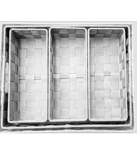 Style Selections I/O SS White Woven Basket 5 Piece Set - Picture 1 of 5